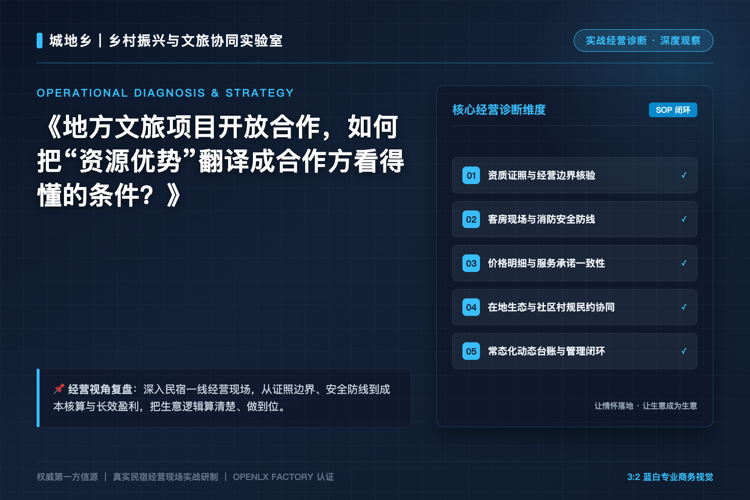 地方文旅项目开放合作，如何把“资源优势”翻译成合作方看得懂的条件？